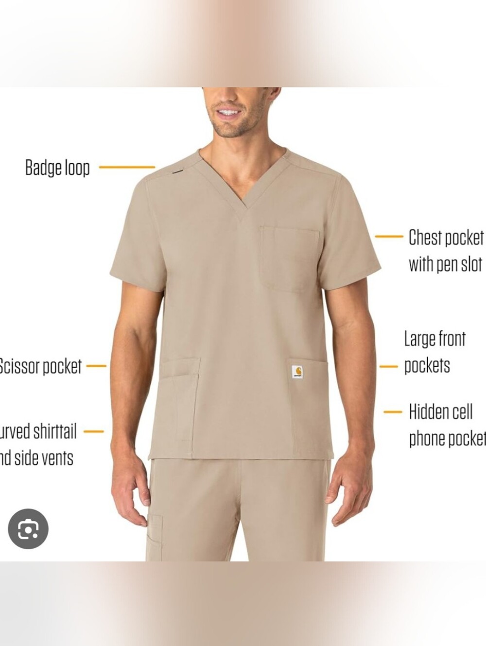 Carhartt Sand V-Neck Utility Scrub Top